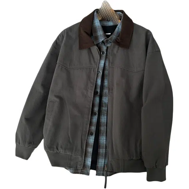 单爵 美式复古底特律工装外套男秋季高级感翻领棒球服水洗夹克 男女同款