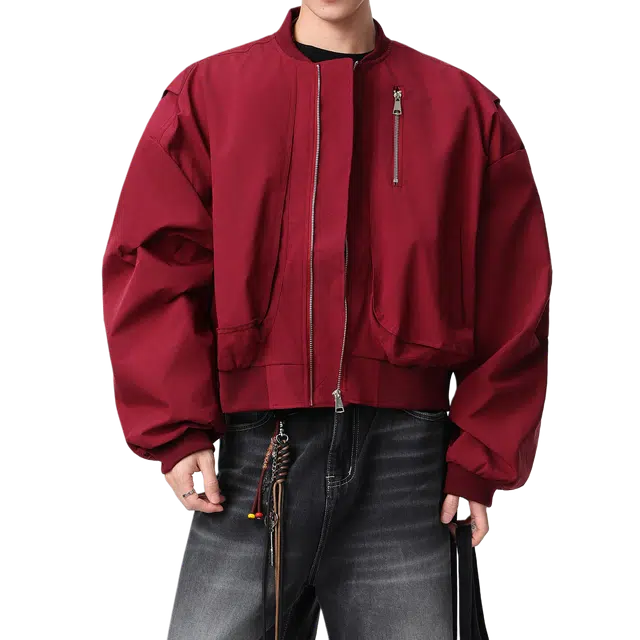 素杭 设计感拉链立领开衫外套潮流中性风宽松纯色简约短款日常休闲基础百搭夹克 男女同款