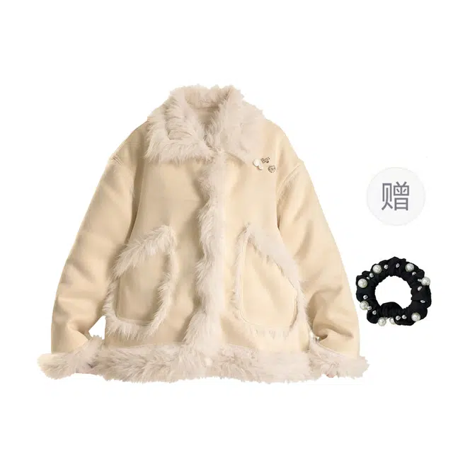 雾闪闪 穿搭皮毛一体羊毛羔女士冬季外套棉衣潮棉服 女款