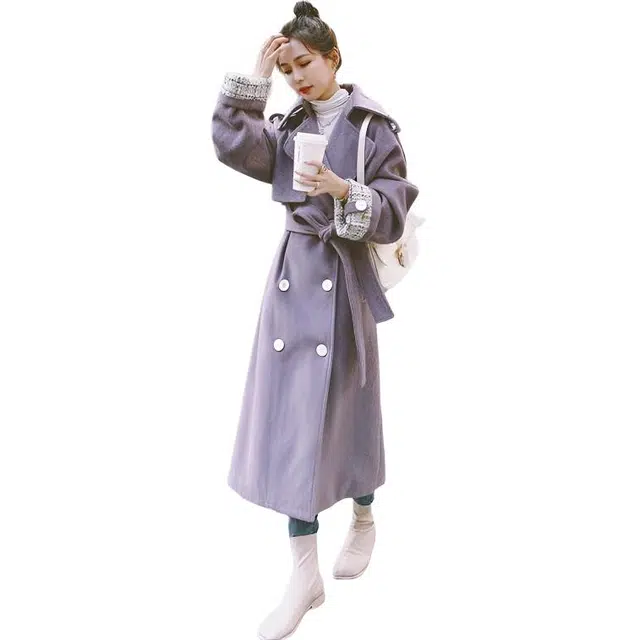 纤丝鸟 优雅百搭宽松舒适时尚外套女中长年法式季赫本风大衣 女款