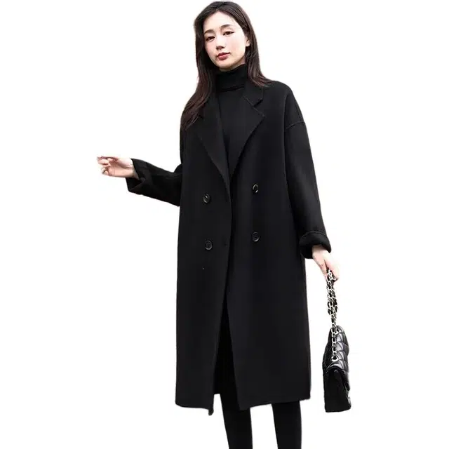 纤丝鸟 双排扣简约大方气质优雅经典百搭设计外套大衣 女款