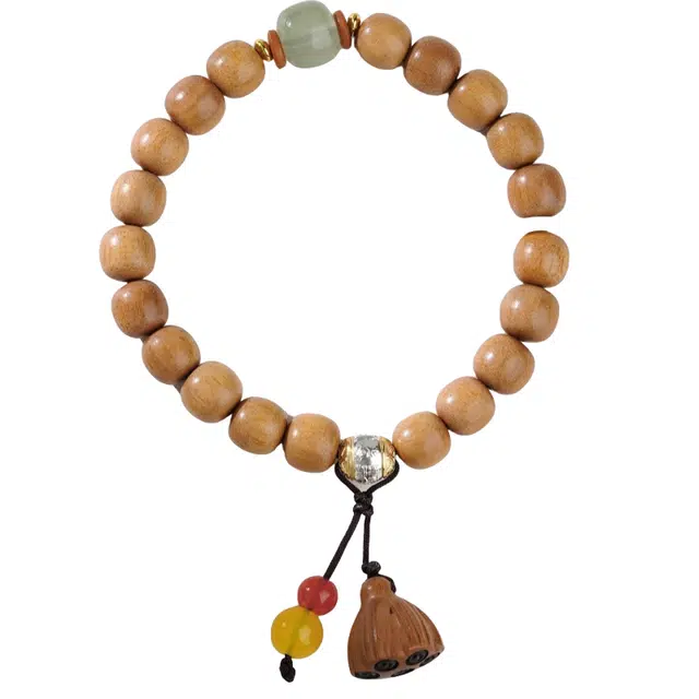 子婳 新中式复古文艺民族风木质文玩盘玩小众冷门珠子好运连连串珠手链 芭比檀香 木作手串 男女同款情侣款