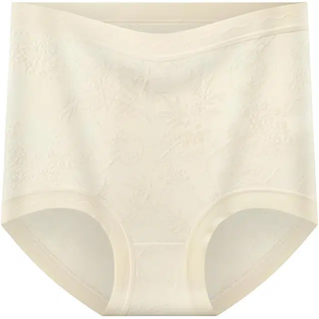 北极绒 美宅国风浮雕蕾丝加长底档蚕丝抗菌高腰性感柔软亲肤透气高品质超舒适时尚百搭包臀平角内裤 女款
