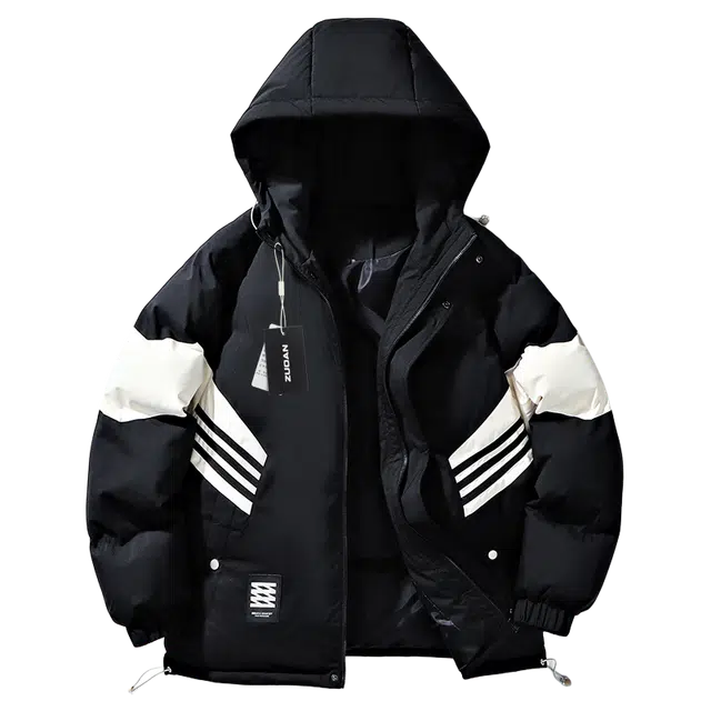 左岸 秋冬港风棉衣带帽面包服保暖宽松设计感撞色拼接潮牌棉袄加厚外套棉服 男款