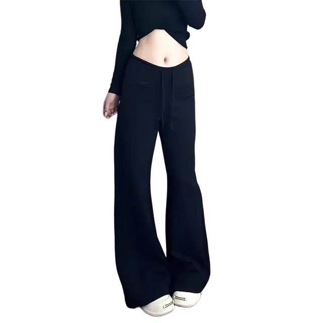 一碗士多 绑带纯色拉链口袋美式复古直筒高街时尚流行痞帅个性高级设计日常通勤宽松舒适百搭休闲裤 男女同款