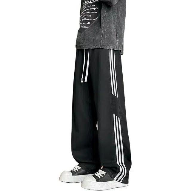 特斯型 高个子加长牛仔裤男士春秋直筒宽松阔腿裤美式裤子秋冬加绒长裤 男款