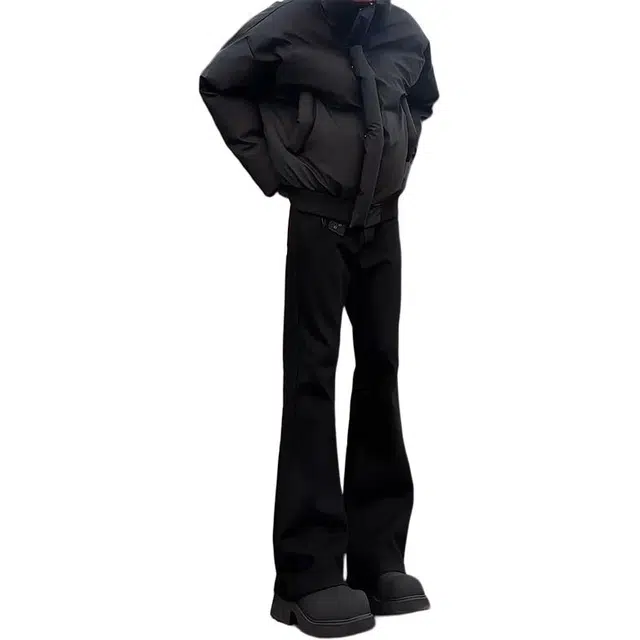 单爵 美式高街微喇裤男款秋季显腿长裤子垂坠直筒裤西装裤 男女同款