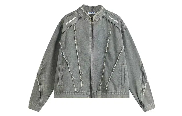 徐太浪 美式高街水洗做旧设计感猫须牛仔外套街头风耐磨痞帅休闲情侣上衣夹克 男女同款