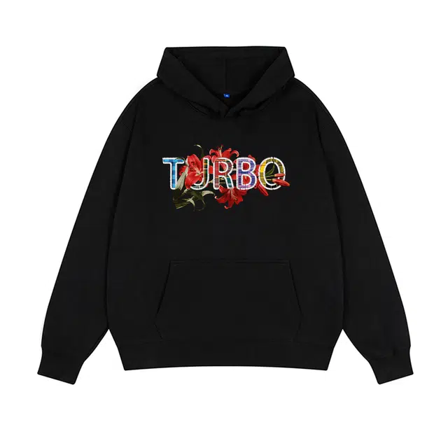 拾个壹先生 美式高街格纹仿刺绣印花复古百合花卉工艺休闲百搭卫衣 男女同款