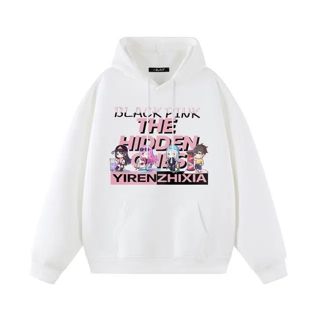 一人之下 美式潮流简约经典显瘦休闲宽松时尚百搭户外复古印花设计高级感情侣款街头风抽绳潮牌高街运动风日常通勤套头连帽卫衣 男女同款