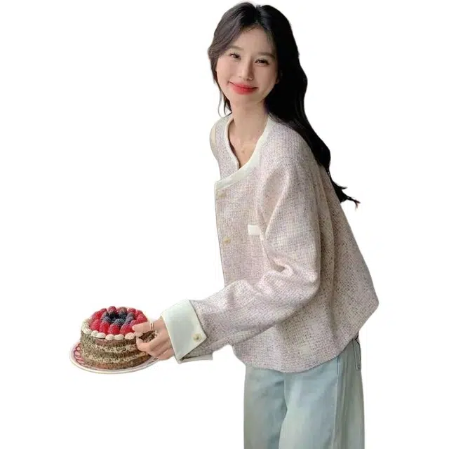 纤丝鸟 设计感法式千金大小姐小香风短女休闲小个子上衣截短外套 女款