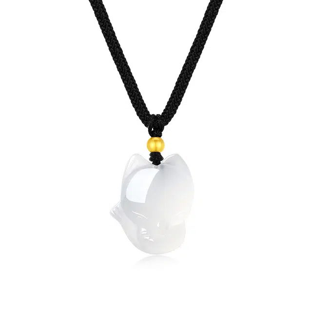 老庙 金珠小狐狸 新中式清冷感高级设计百搭显贵气质纳福转运珠精致好运 可调节锁骨链 玉髓 项链 女款