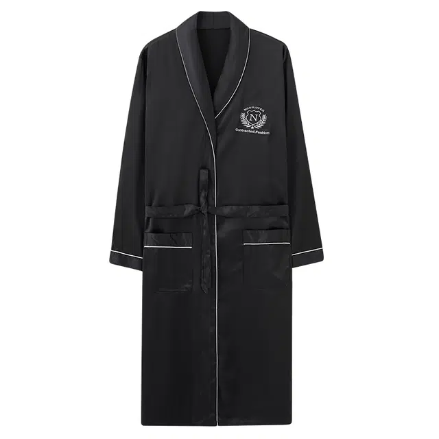 莫代尔 春秋季休闲简约舒适柔软亲肤细腻个性宽松时尚气质百搭长袖家居袍睡袍/浴袍 男款