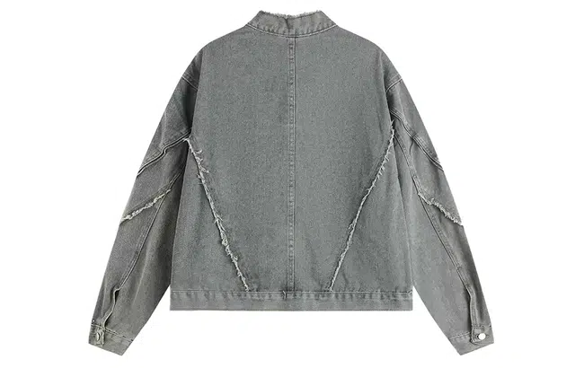 徐太浪 美式高街水洗做旧设计感猫须牛仔外套街头风耐磨痞帅休闲情侣上衣夹克 男女同款