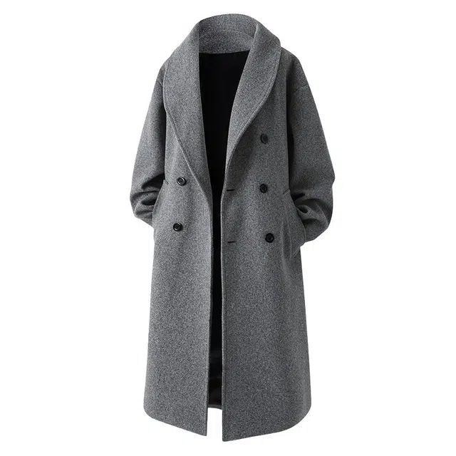 加荣 时尚高级感宽松舒适外衣中长款呢子过膝款青少年痞帅男装披风潮流高端大衣休闲百搭风衣 男女同款