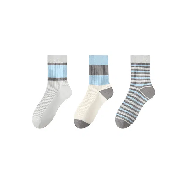 水中花 纯棉袜子青少年抗菌透气吸汗简约百搭学院风秋冬保暖中筒袜 女款