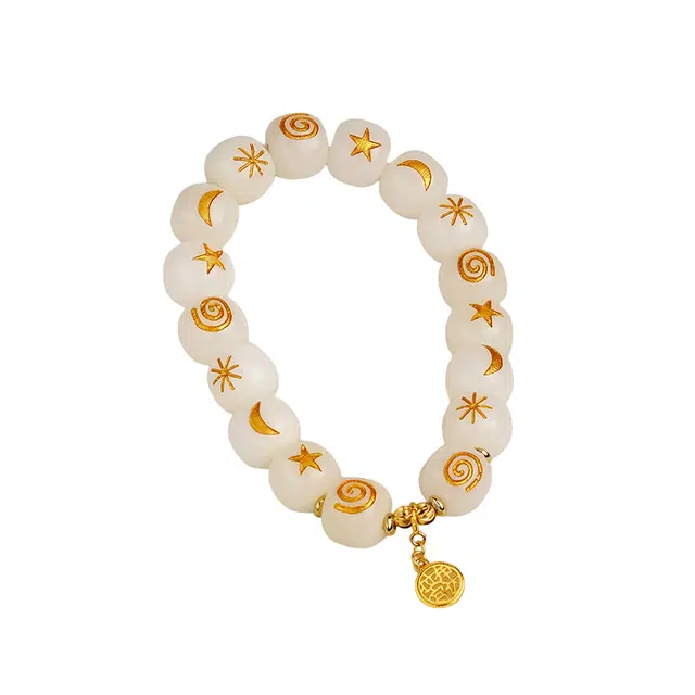 子婳 前程似锦事事如意新中式潮流摩登小众精致 白玉菩提 手串 男女同款情侣款