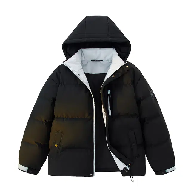 快鱼 时尚潮牌拉链设计高级感百搭舒适保暖连帽面包服棉袄宽松休闲防风抗寒落肩通勤雪地外套棉服 男女同款