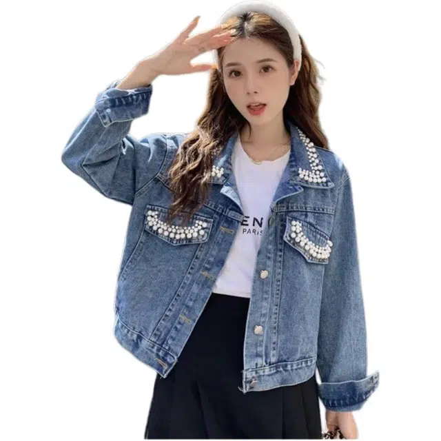 纤丝鸟 小香风钉珠女宽松设计感小众小个子穿搭上衣短款夹克截短外套 女款