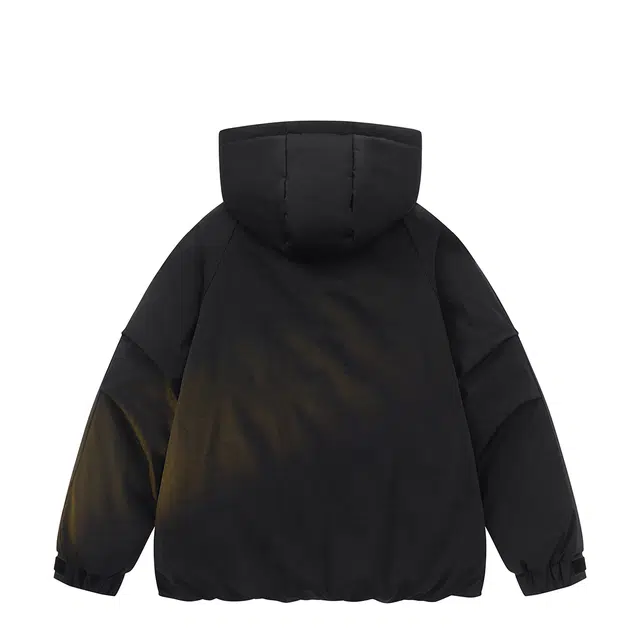 快鱼 美式复古纯色连帽夹棉保暖舒适百搭工装外套棉袄休闲宽松防风抗寒耐磨长袖通勤户外登山棉服 男女同款