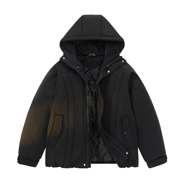 快鱼 美式复古纯色连帽夹棉保暖舒适百搭工装外套棉袄休闲宽松防风抗寒耐磨长袖通勤户外登山棉服 男女同款