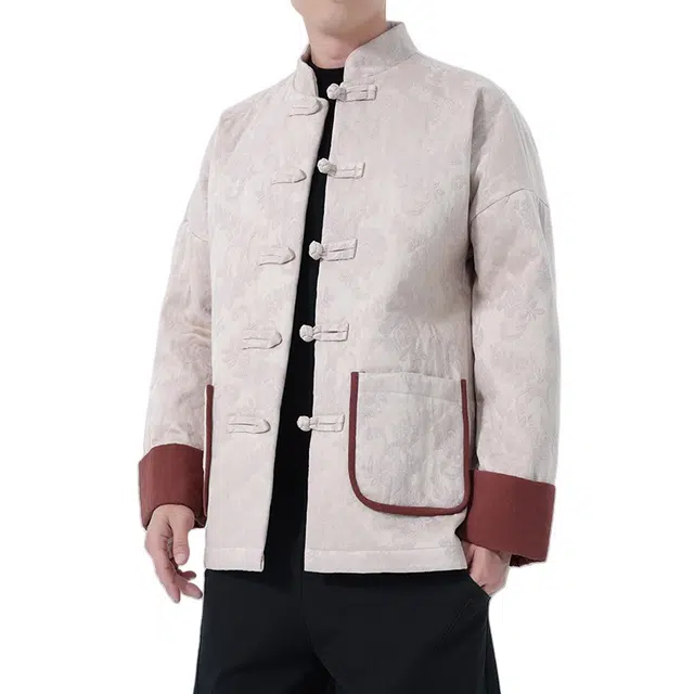 加荣 新中式棉衣外套男中国风立领盘扣唐装男秋季宽松休闲居士服男士慵懒风松弛感棉袄男款青少年痞帅男舒适百搭棉服 男女同款