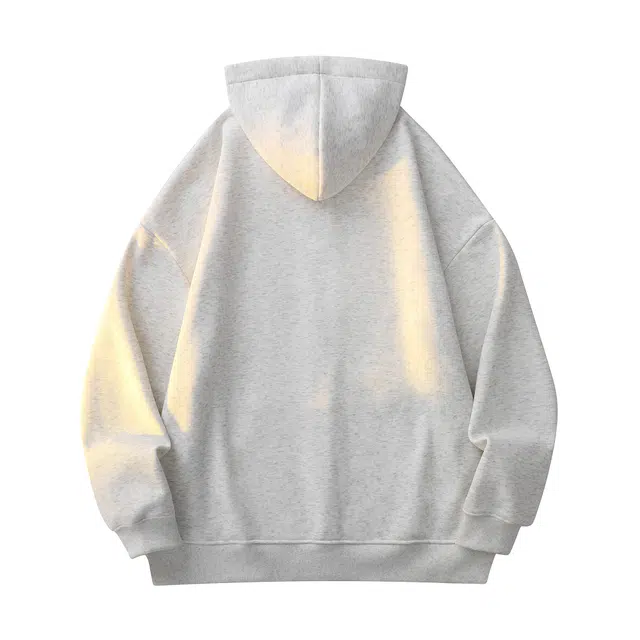 冰飞 美式复古高街荆棘字母印花基础款简约连帽开衫外套学生情侣日常宽松休闲百搭加绒加厚保暖卫衣 男女同款