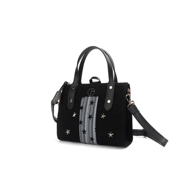 阿玛尼【定制化妆包】琥珀 暗夜星际  甜酷 优雅 星星装饰 艺术感  约会  通勤 黑色帆布高定收纳包