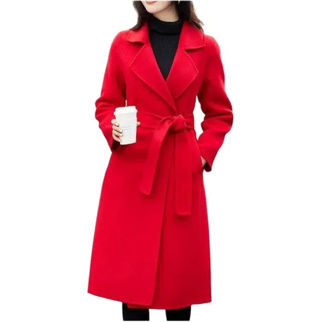 纤丝鸟 简约复古时尚宽松显瘦中长款设计百搭舒适大衣 女款