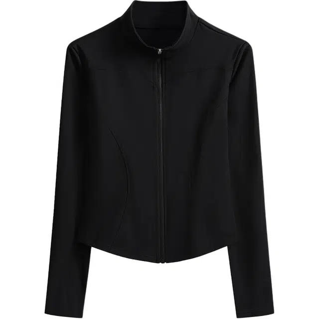 婉町蒂诺  立领设计修身健身衣女薄款秋季  速干衣  收腰透气长袖上衣户外骑行跑步运动服  单件  轻盈防晒防风显瘦训练瑜伽服