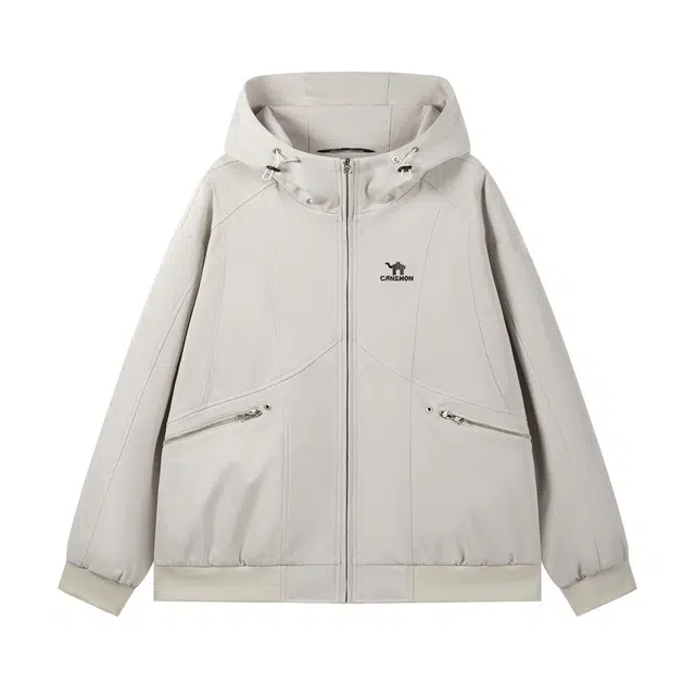 领航骆驼 时尚街头拼接小众设计高级感工装春秋连帽高街复古宽松酷帅松弛外套百搭简约上衣  夹克 男女同款