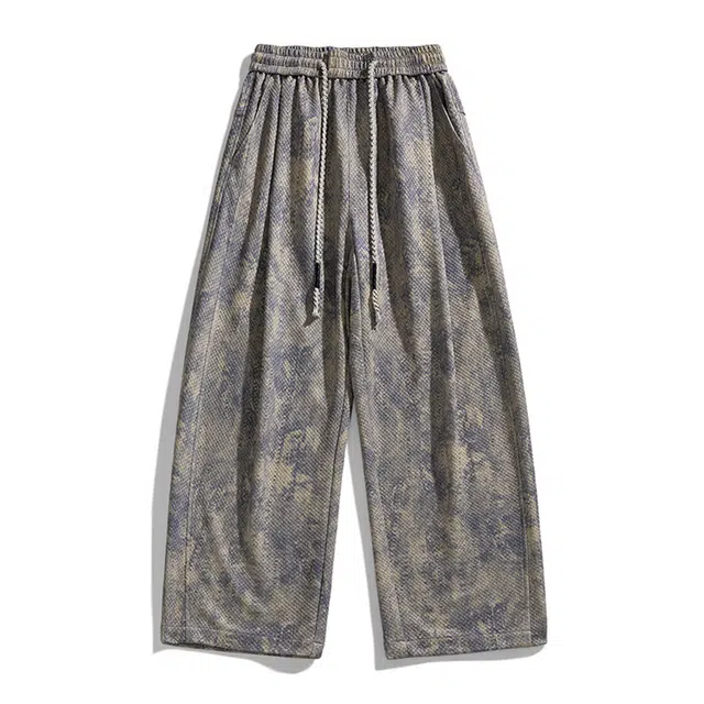 瑞梵帝斯 秋冬季复古可穿美式高街港风潮流无性别主义扎染慵懒松弛阔腿裤户外通勤宽松时尚百搭潮牌直筒休闲裤 男款