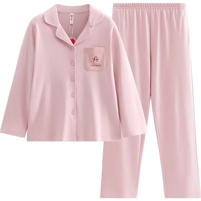 芬腾 情侣春秋季纯棉抗菌长袖时尚休闲可外穿家居服睡衣套装 女款