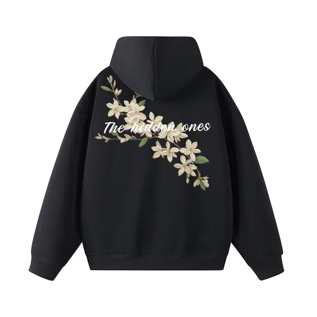 一人之下 美式高街休闲个性百搭植物花卉字母印花宽松舒适潮流时尚连帽落肩春秋款长袖卫衣 男女同款