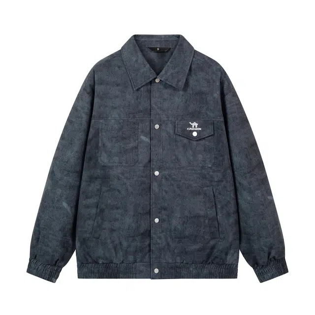 领航骆驼 无性别主义美式复古高街斜纹扎染做旧设计感翻领宽松休闲防风飞行员单排扣   夹克  男女同款