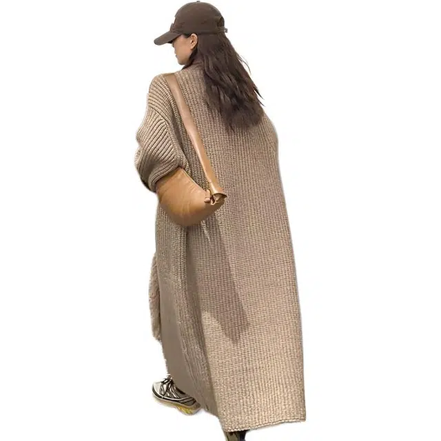 纤丝鸟 美拉德流苏外套开衫长款韩版宽松慵懒风衫潮针织衫 女款