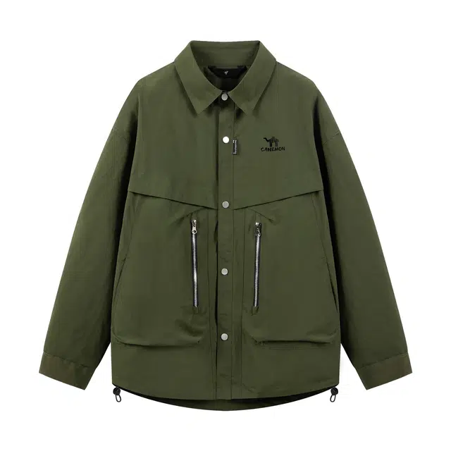 领航骆驼 春秋时尚潮流宽松简约翻领纯色外套上衣百搭拉链口袋痞帅情侣潮牌   夹克  男女同款