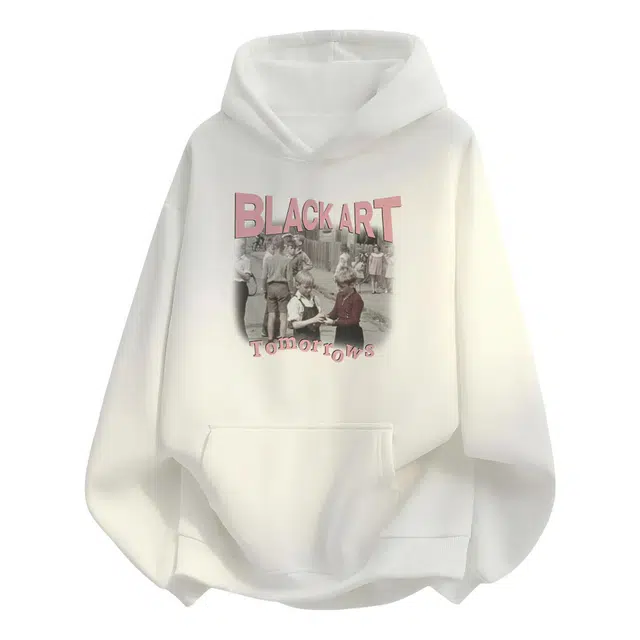 诗丹帝国 青少年美式印花极简风少年感潮流时尚穿搭百搭基础款日常通勤宽松休闲厚实保暖情侣连帽长袖卫衣 男女同款