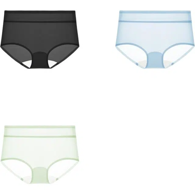 帕兰朵 无痕女夏季薄款不夹臀冰丝一片式瑜伽健身抗菌裆中腰提臀三角内裤 女款