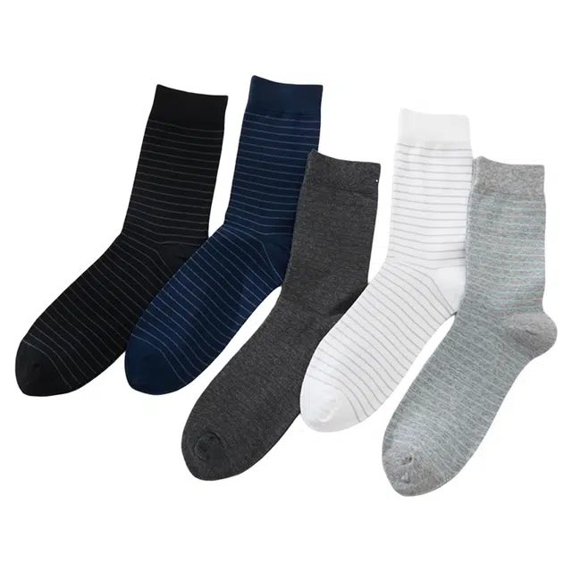 潞优野 高级吸汗透气防臭纯棉舒适运动商务百搭条纹袜子四季款 中筒袜 男款
