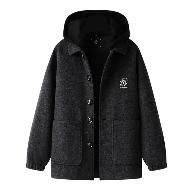 百胜狐 大码男装冬胖子加肥宽松休闲外套毛呢大衣 男款