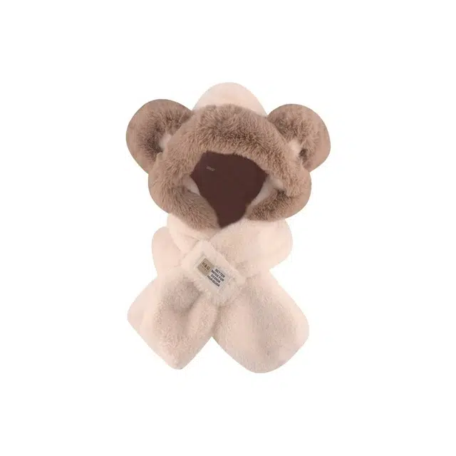 恩僾德 可爱小熊百搭毛绒骑车护耳 聚酯纤维 斗篷帽 男女同款情侣款