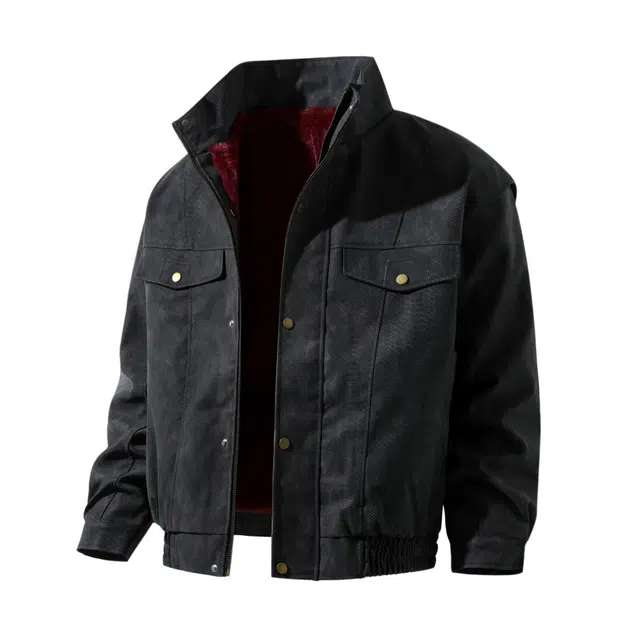 梓润格 美式复古氛围感简约户外运动机能宽松酷飒时尚潮流加棉高级慵懒风韩系拉链口袋设计保暖纯色无性别主义青春个性学院棉服 男女同款