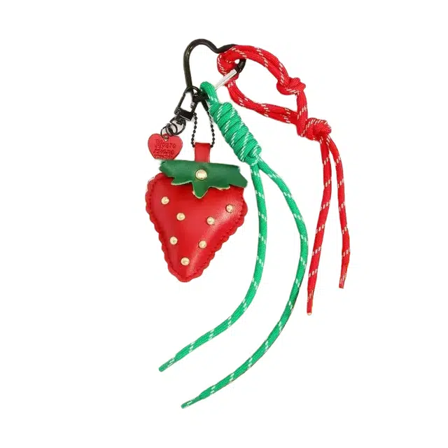 尚先生 可爱草莓钥匙扣挂坠书包配件女生钱包西瓜皮质包包装饰 皮革 挂件 男女同款情侣款