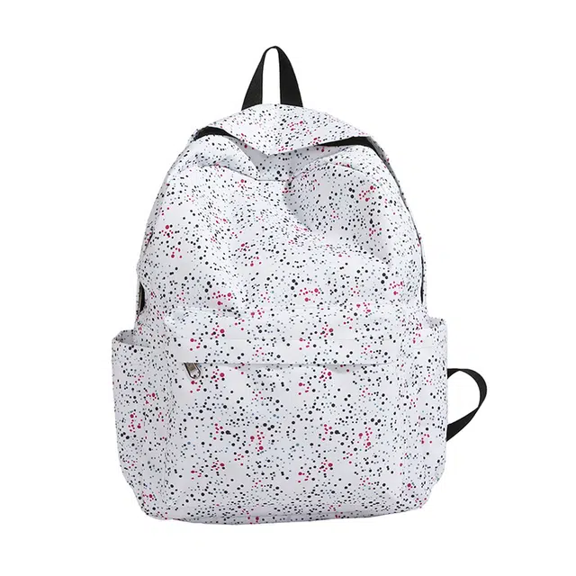 泰格奴 美式满天星纯色休闲通勤旅行运动大容量高颜值 帆布 双肩包 男女同款情侣款 白色/黑色