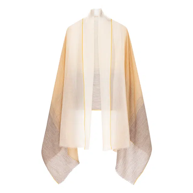 一米画纱 轻盈柔软舒适优雅时尚水溶色织格空调披肩户外保暖 绵羊毛 绒线围巾 女款