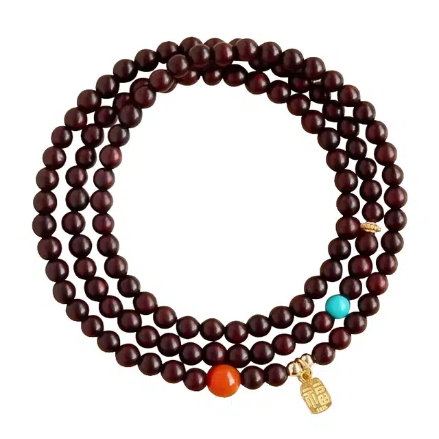 琛宬 【八方来财财源滚滚】新中式招财纳福优雅气质转运佛珠小众轻奢精致平安顺遂多圈叠戴#好运 血檀 木作手串 男女同款情侣款