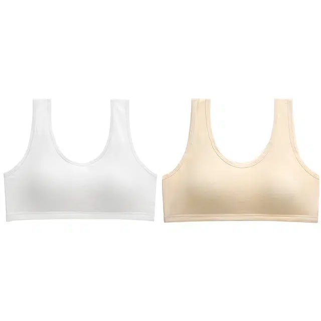 草本初色 简约纯色青春发育期无痕内衣初中高中生聚拢防震运动背心柔软舒适纯棉少女文胸 女款