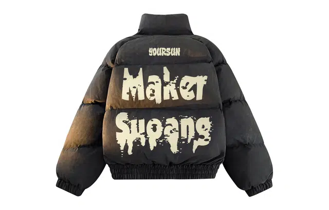 宜而爽 美式高街复古潮流韩系基础简约创意涂鸦字母印花立领加厚保暖慵懒感防风短款棉衣面包服宽松休闲日常百搭棉服外套 男女同款