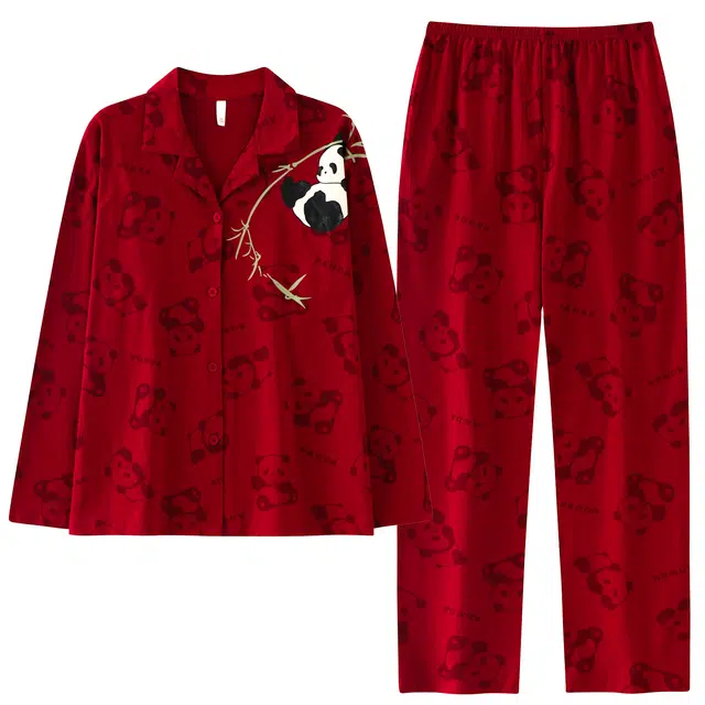 芬腾可安 春秋季本命年经典轻盈简约舒适喜庆开衫设计感情侣款家居服睡衣套装 女款